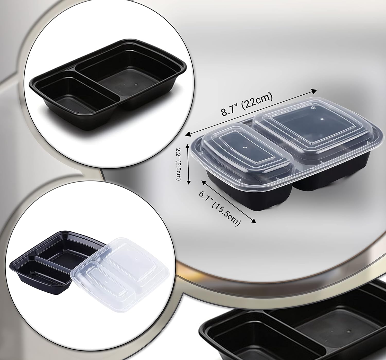 2 Compartment Meal Prep Containers (830ml) – Pack Of 30