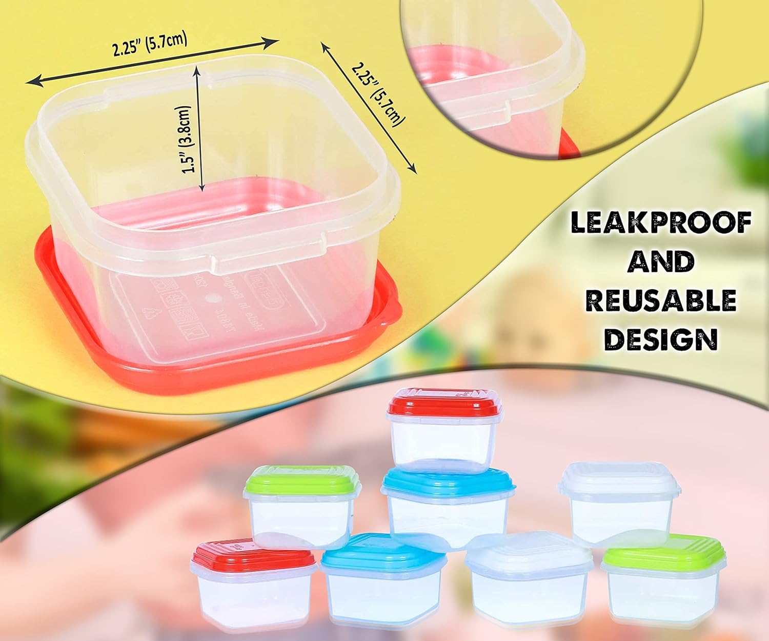 Plastic Mini Storage Boxes Baby Weaning Feeding Freezer Food Pots Containers 120 ml (Pack Of 8)