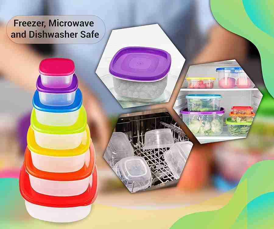 Neez 7pcs Food Storage Containers - BPA-Free, Colorful, Space-Saving