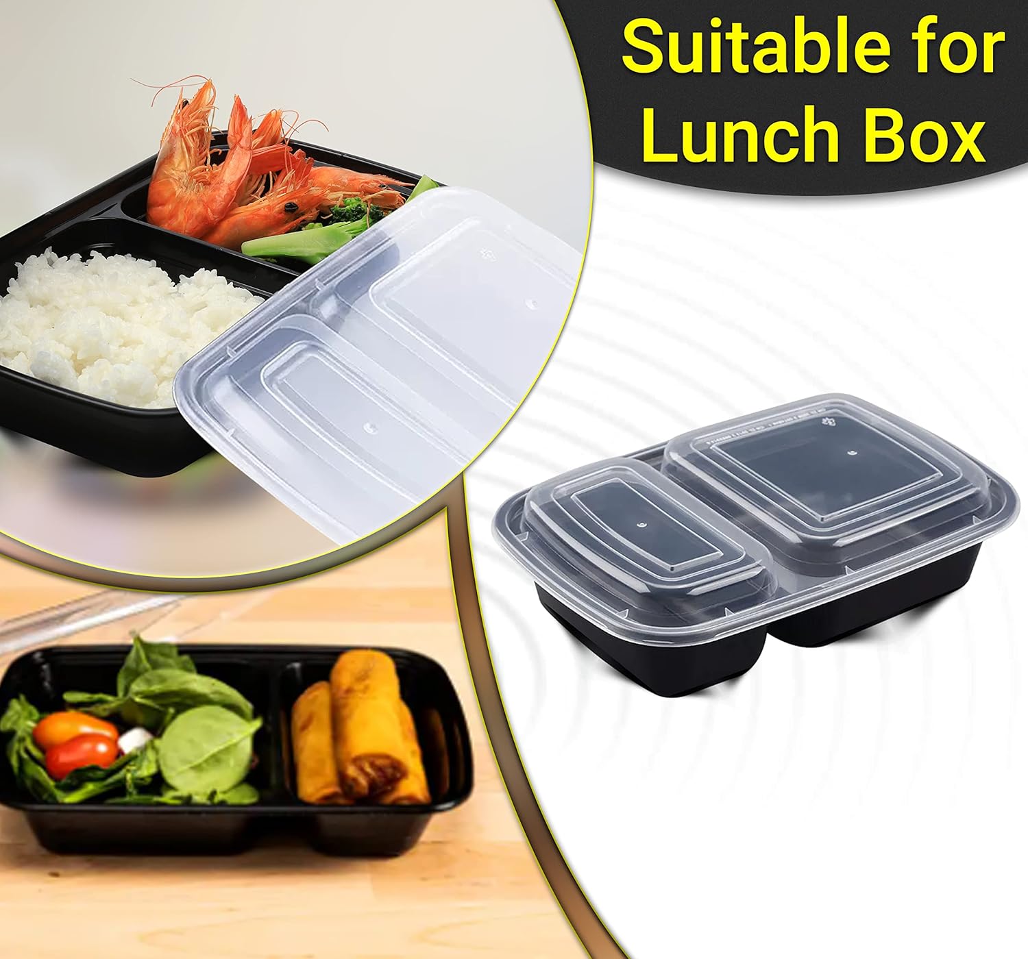 2 Compartment Meal Prep Containers (830ml) – Pack Of 30